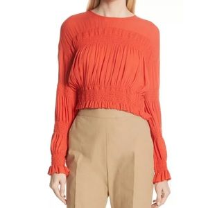 Women's Rachel Comey Penta Smocked Blouse, Size 2 - Coral